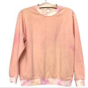 NWOT H&M Women’s Peach Lightly Tie Dye Ribbed Pullover Sweatshirt Size Sz Small
